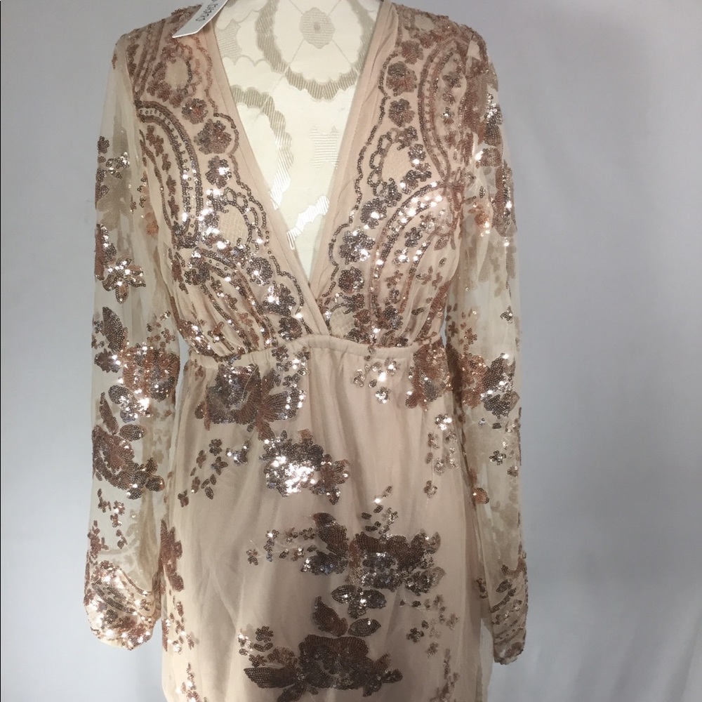 b-Sharp Holiday Gold Sequined Short Sexy Dress